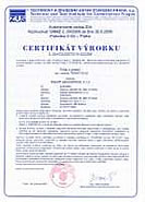 certifikát TĚSNICÍ FÓLIE certifikát TĚSNICÍ FÓLIE